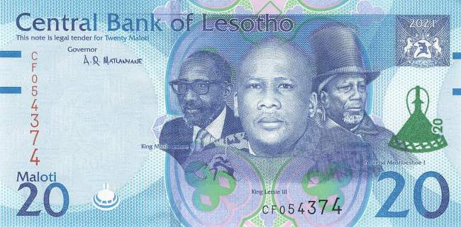 Lesotho p27 20 Maloti 2021